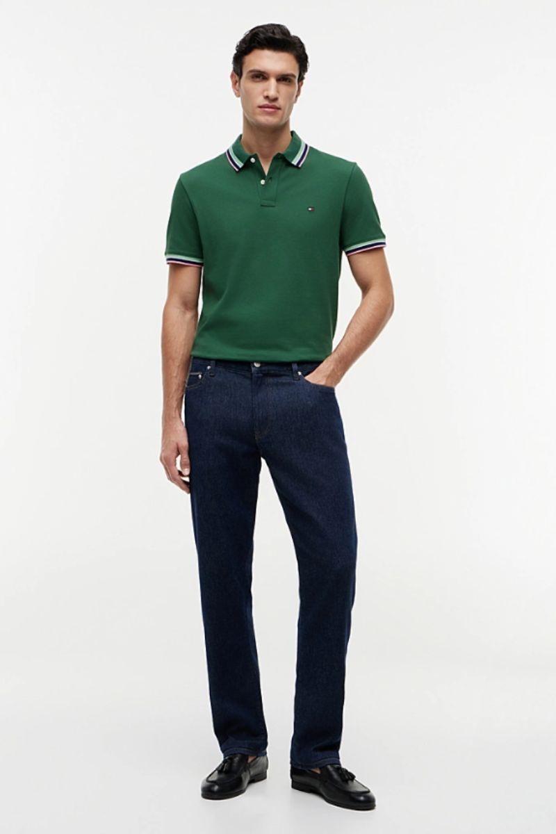 Tommy Hilfiger Contrast Collar Cuff Polo Street Green