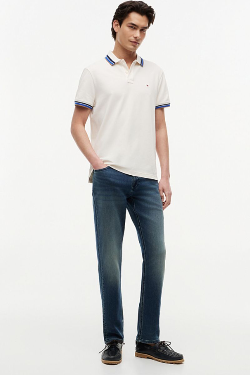 Tommy Hilfiger Contrast Collar Cuff Polo Ivory Petal