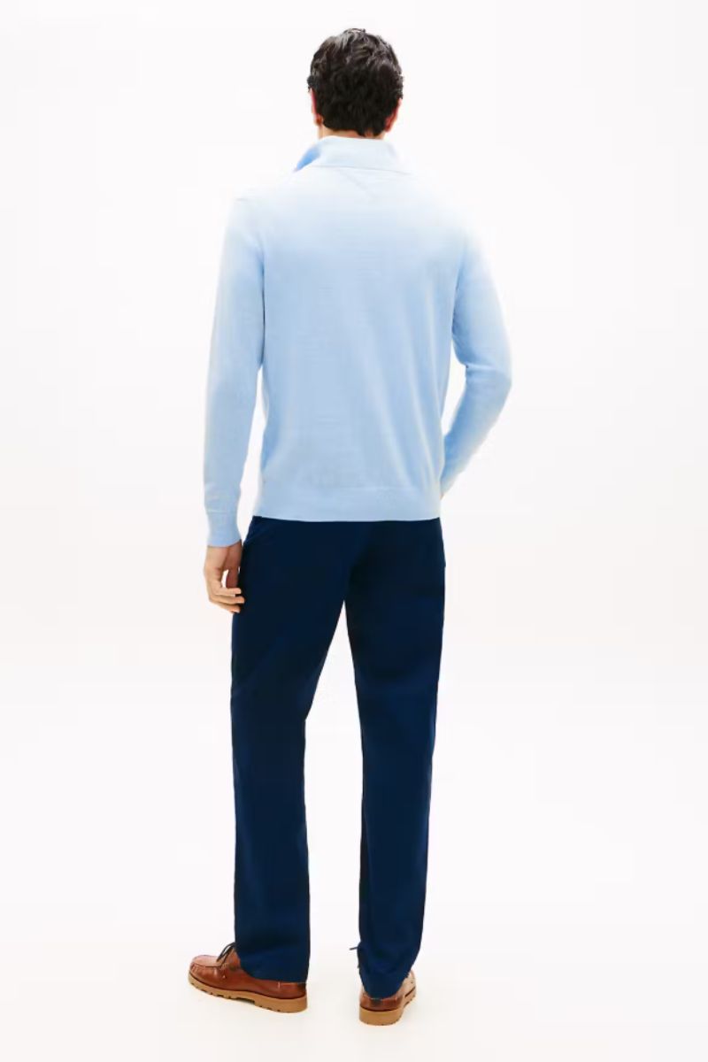 Tommy Hilfiger Essential Cotton Zip Mock Blue