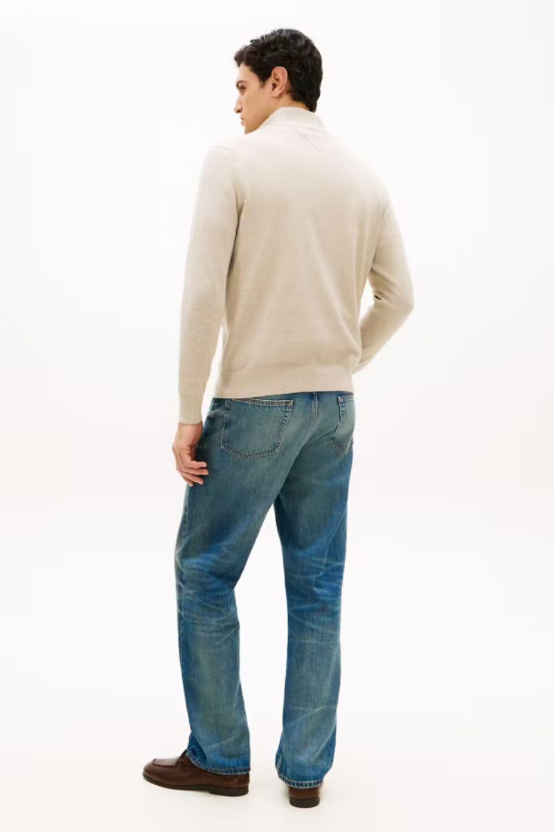Tommy Hilfiger Essential Cotton Zip Mock Sandalwood