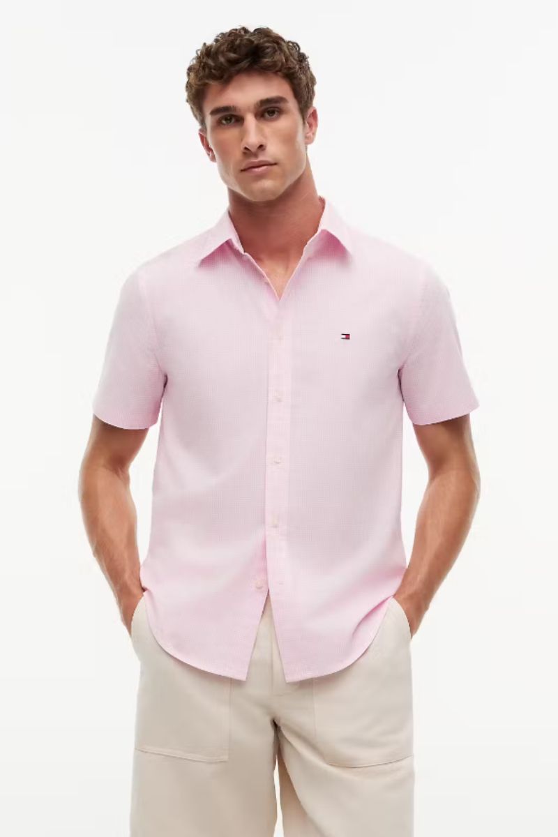 Tommy Hilfiger Flex Poplin Gingham Shirt Pink
