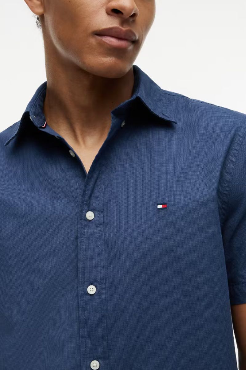 Tommy Hilfiger Flex Poplin Houndstooth Shirt Navy