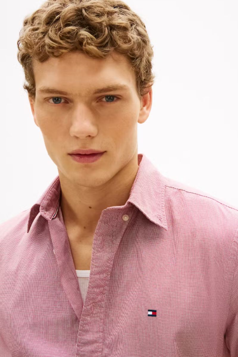Tommy Hilfiger Flex Poplin Houndstooth Shirt Red