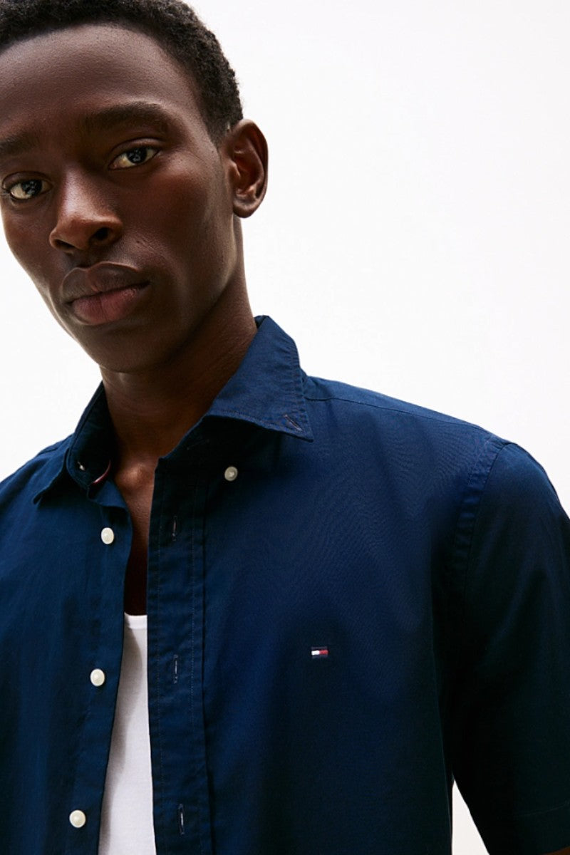 Tommy Hilfiger Flex Poplin Solid SS Shirt Navy
