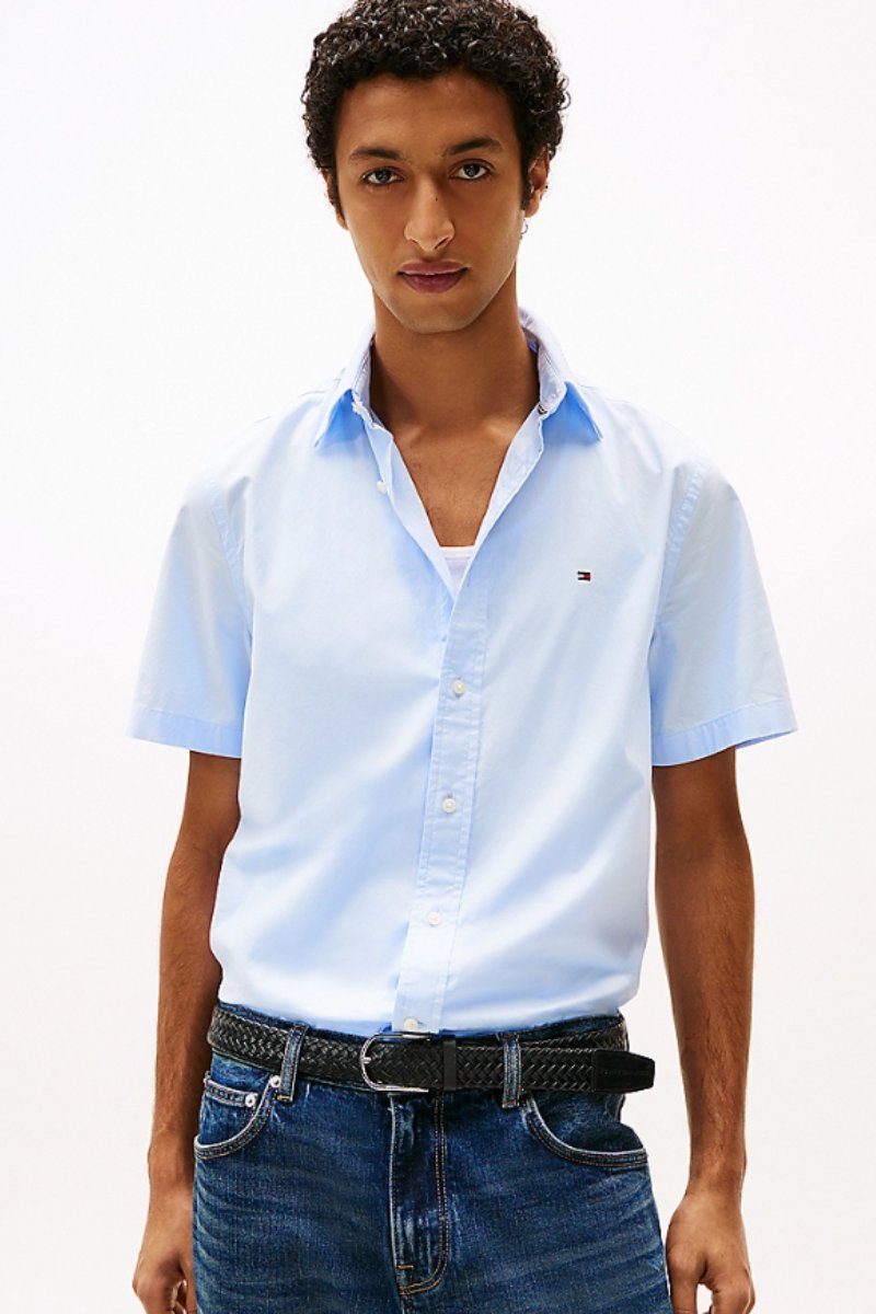 Tommy Hilfiger Flex Poplin Solid SS Shirt Blue