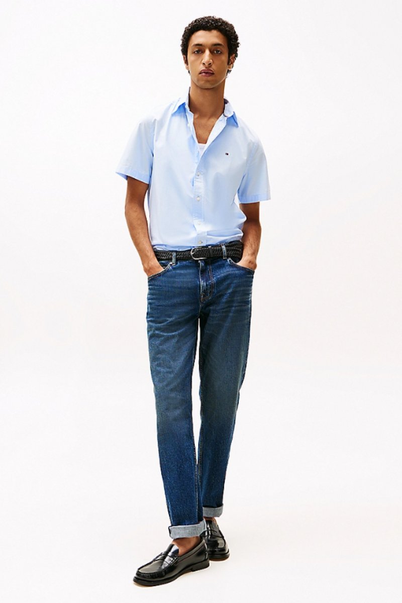 Tommy Hilfiger Flex Poplin Solid SS Shirt Blue