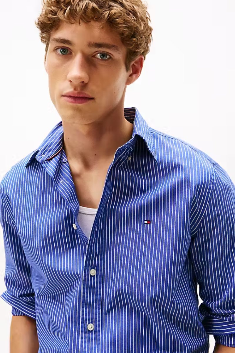 Tommy Hilfiger Hairline Stripe Shirt Blue