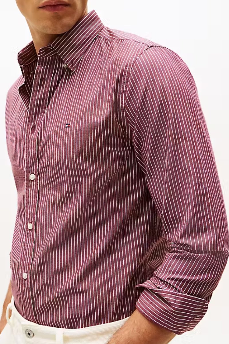 Tommy Hilfiger Hairline Stripe Shirt Rouge