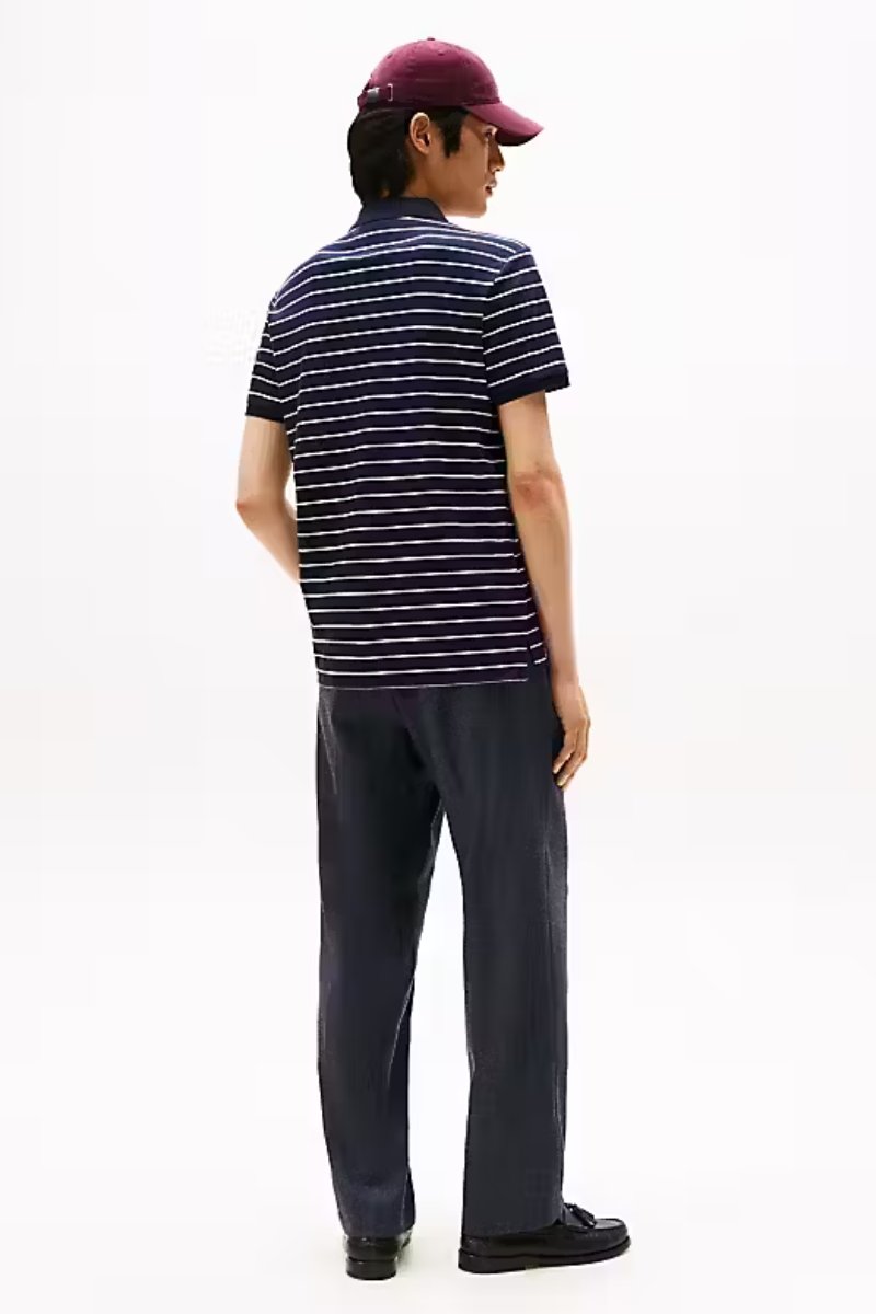 Tommy Hilfiger Liquid Cotton Polo Navy Stripe