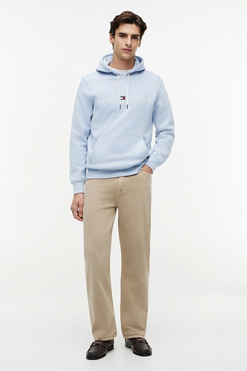 Tommy Hilfiger Logo Hoodie Breezy Blue