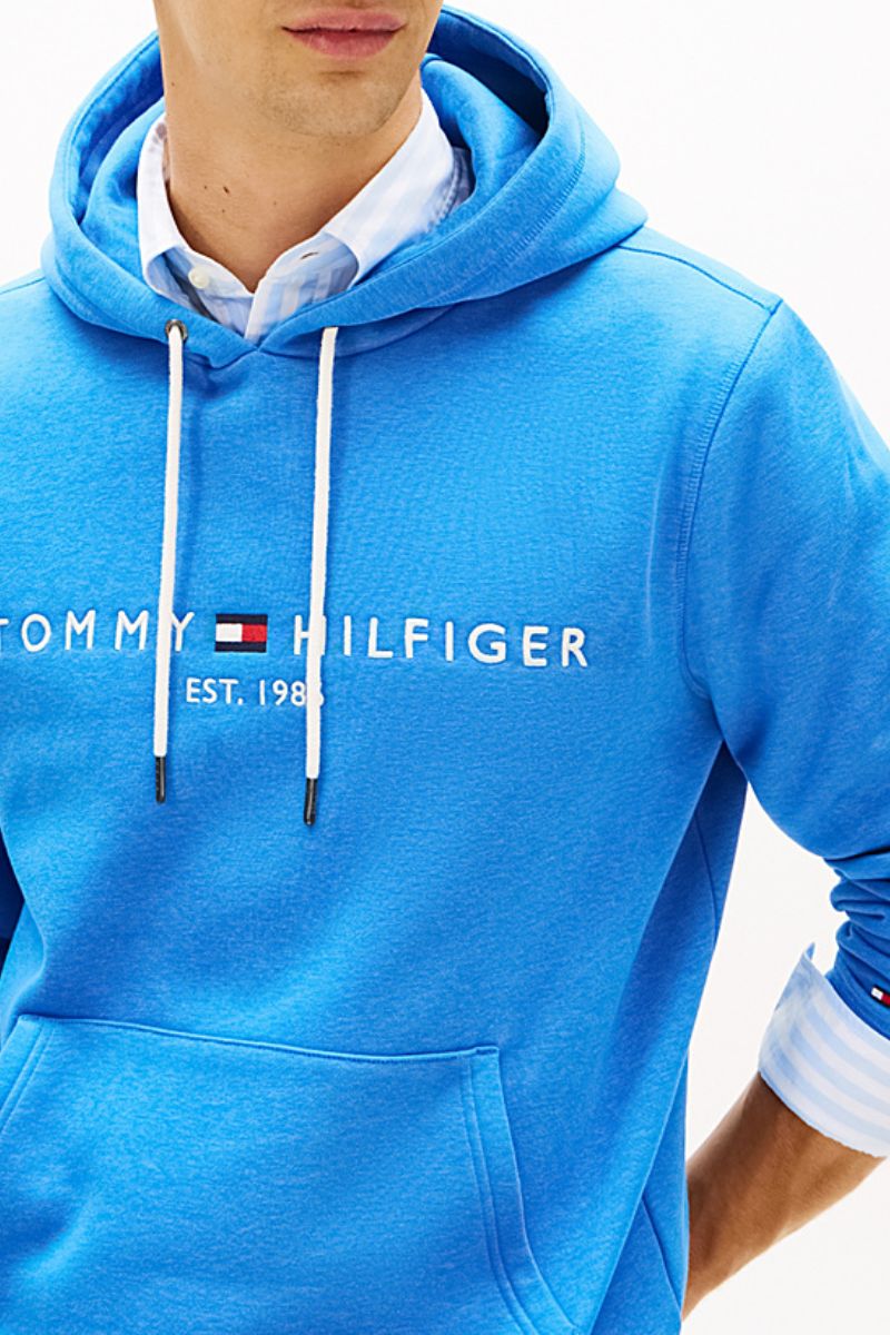 Tommy Hilfiger Logo Hoodie Blue Orbit