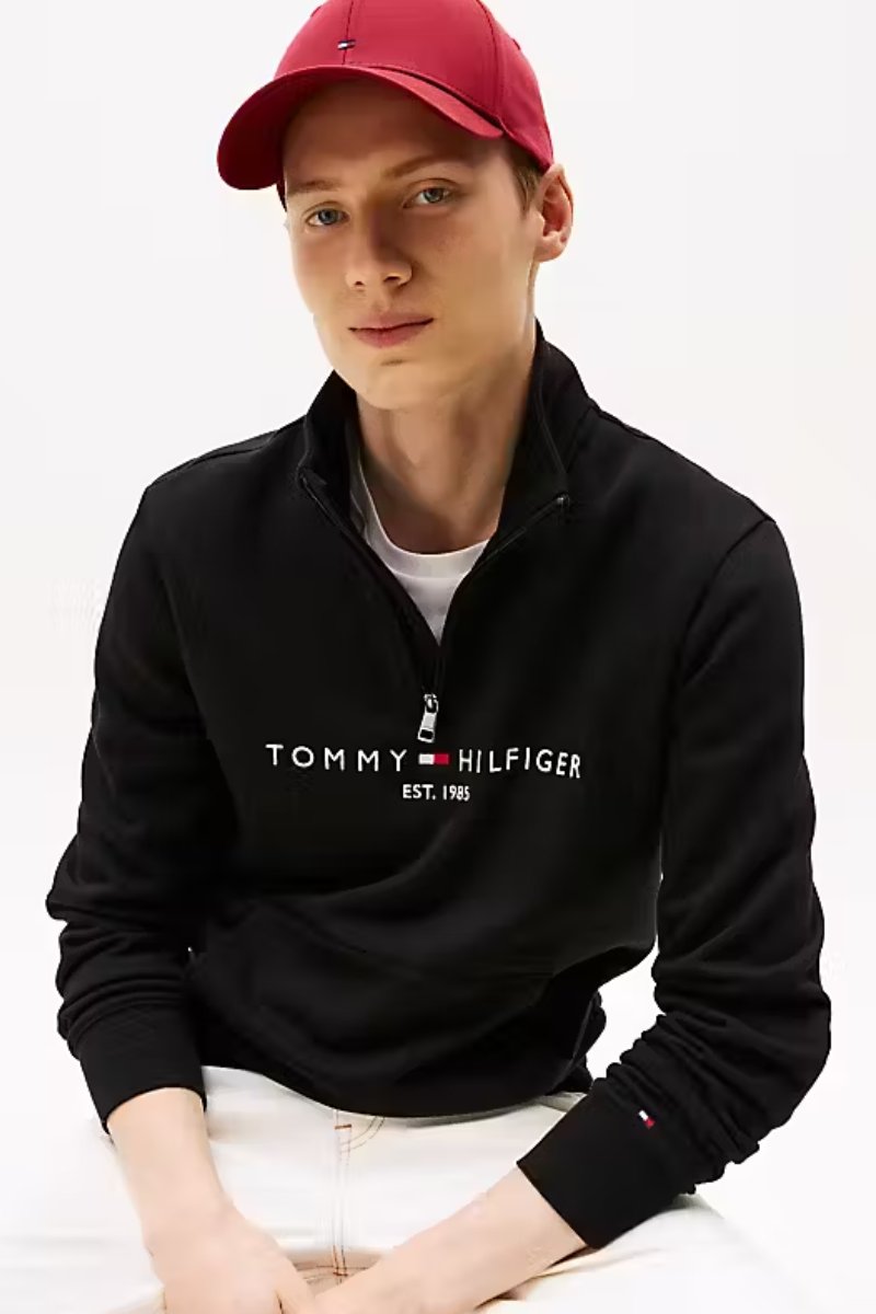 Tommy Hilfiger Logo Mockneck Black