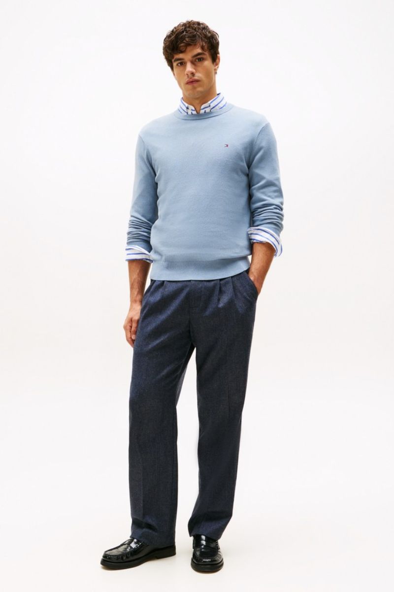 Tommy Hilfiger 28046 Pima Cotton Cashmere Crew Neck Jumper Brisk Blue
