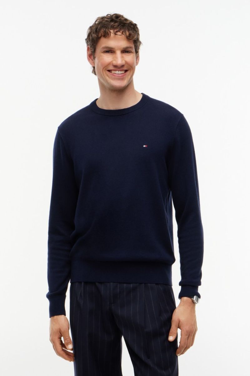 Tommy Hilfiger Pima Cotton Cashmere Crew Neck Jumper Navy Blue