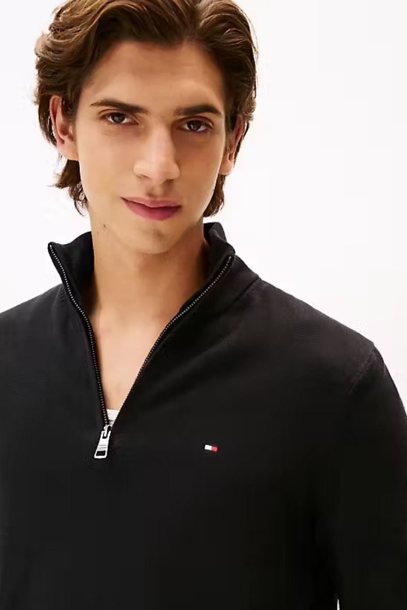Tommy Hilfiger Pima Cashmere Half Zip Black