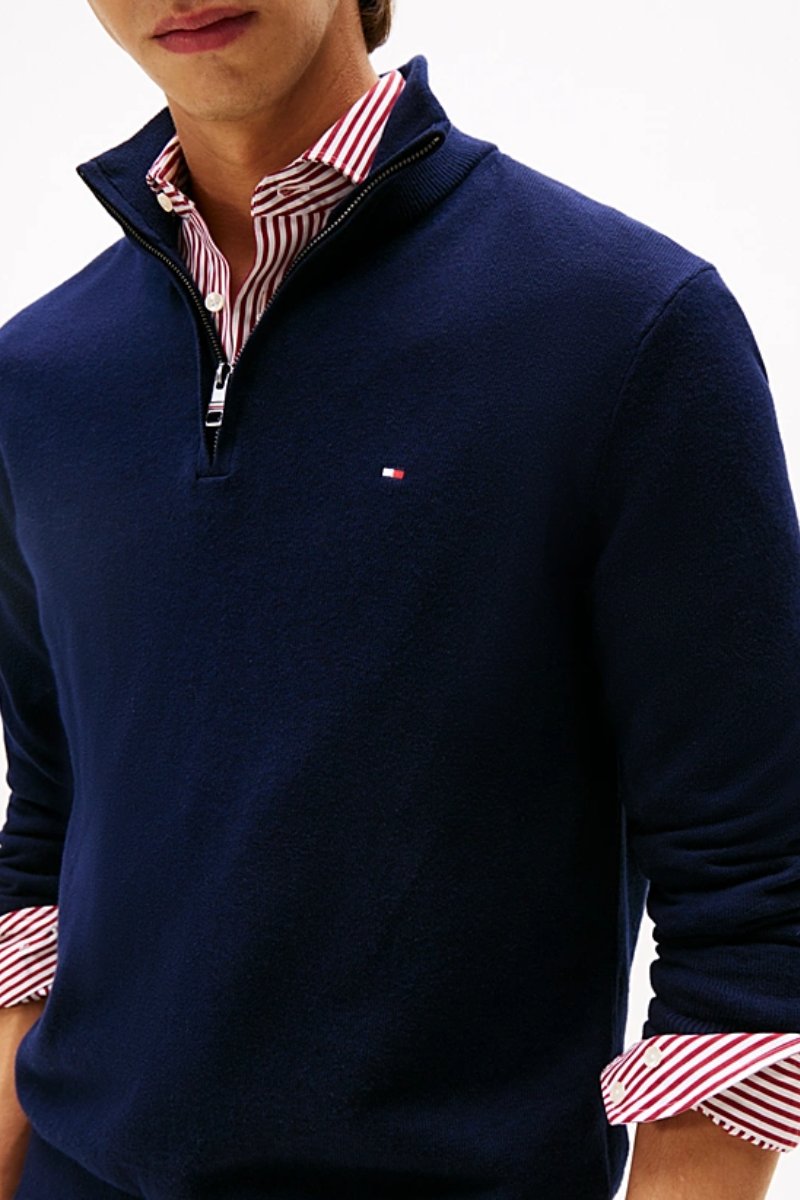 Tommy Hilfiger Pima Cashmere Half Zip Navy