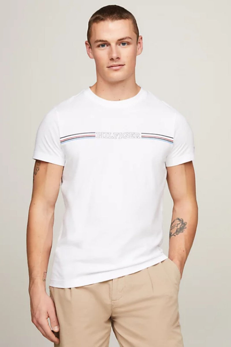 Tommy Hilfiger Stripe Chest T-Shirt White