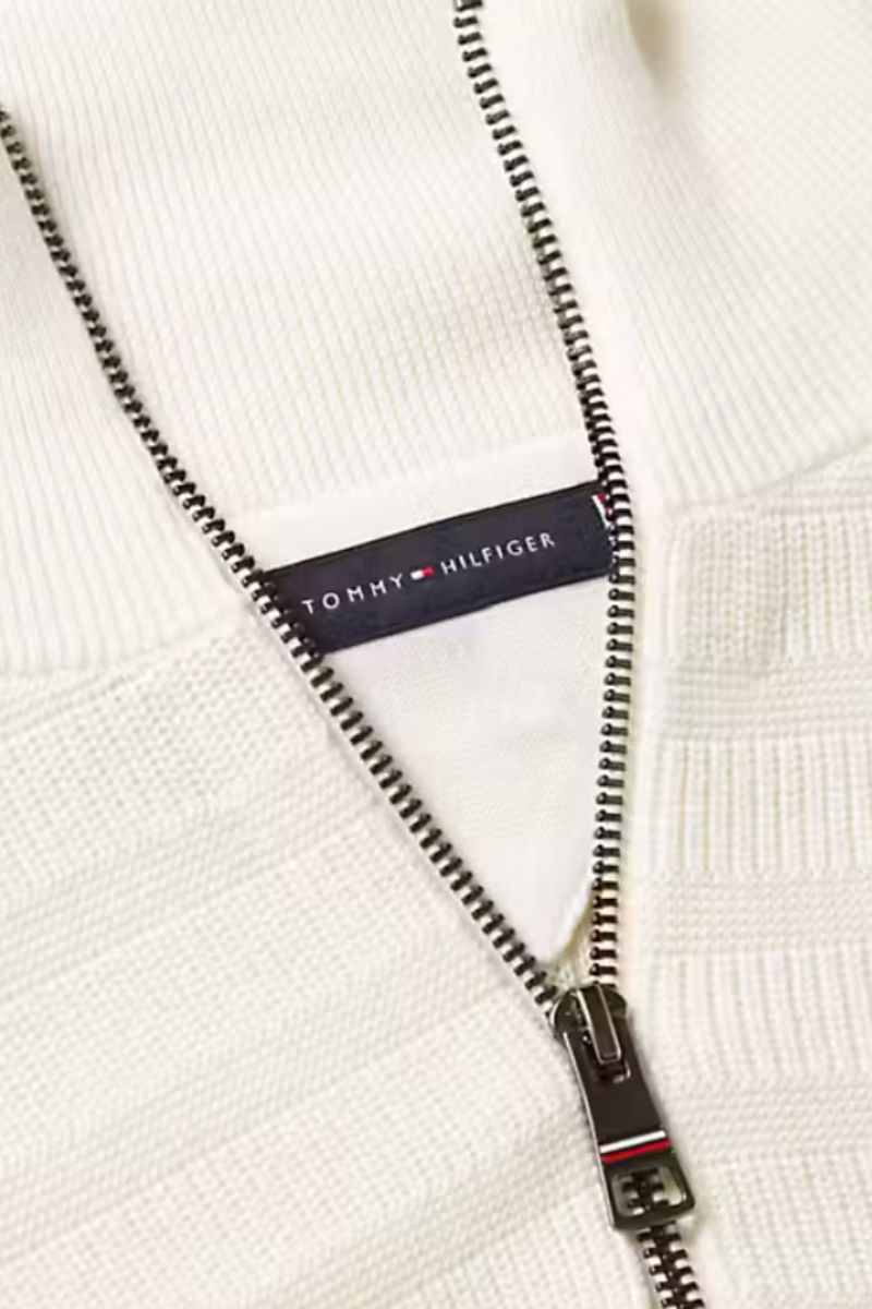 Tommy Hilfiger Stripe Structure Zip Ivory