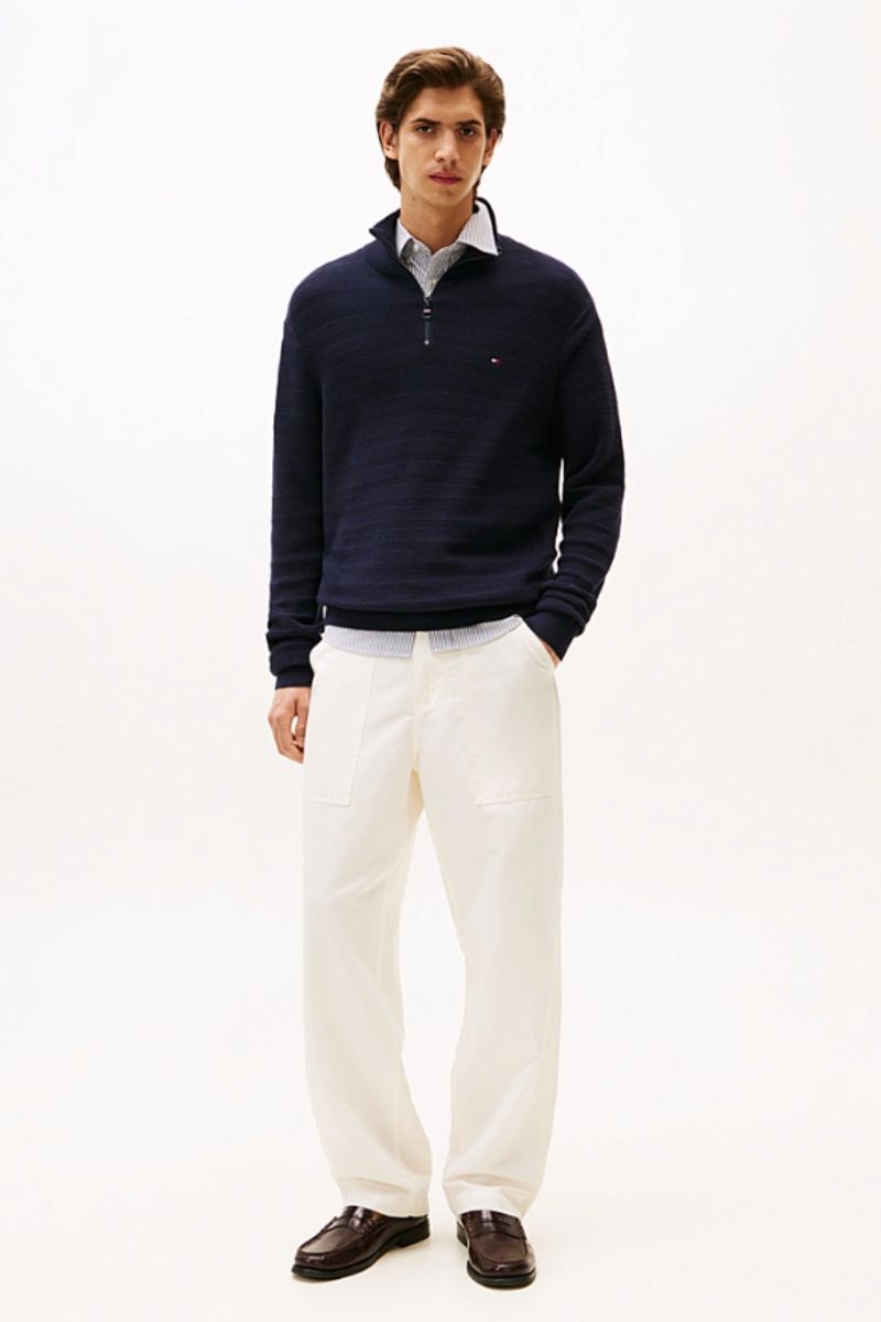 Tommy Hilfiger Stripe Structure Zip Navy