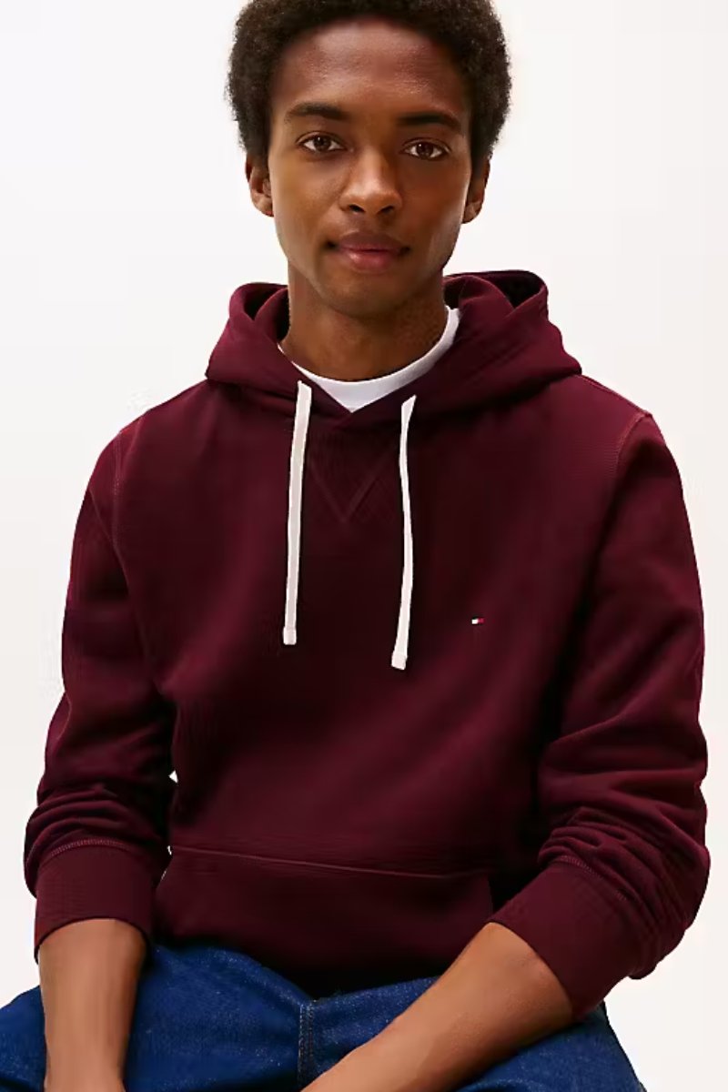 Tommy Hilfiger Essential Fleece Hoodie Burgundy