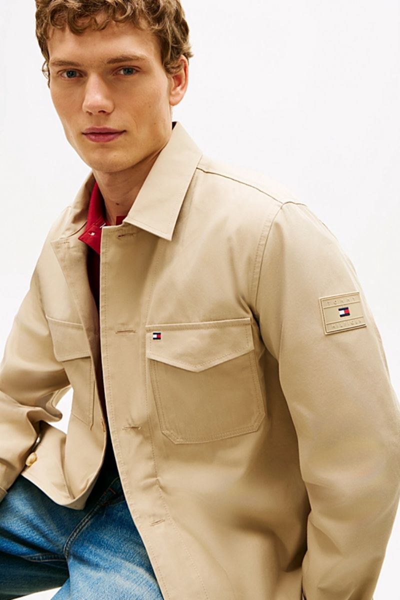 Tommy Hilfiger Cotton Nylon Overshirt Sandalwood