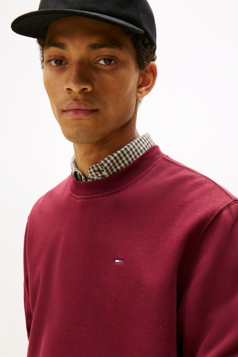 Tommy Jeans Reg Flag Crew Red Wine