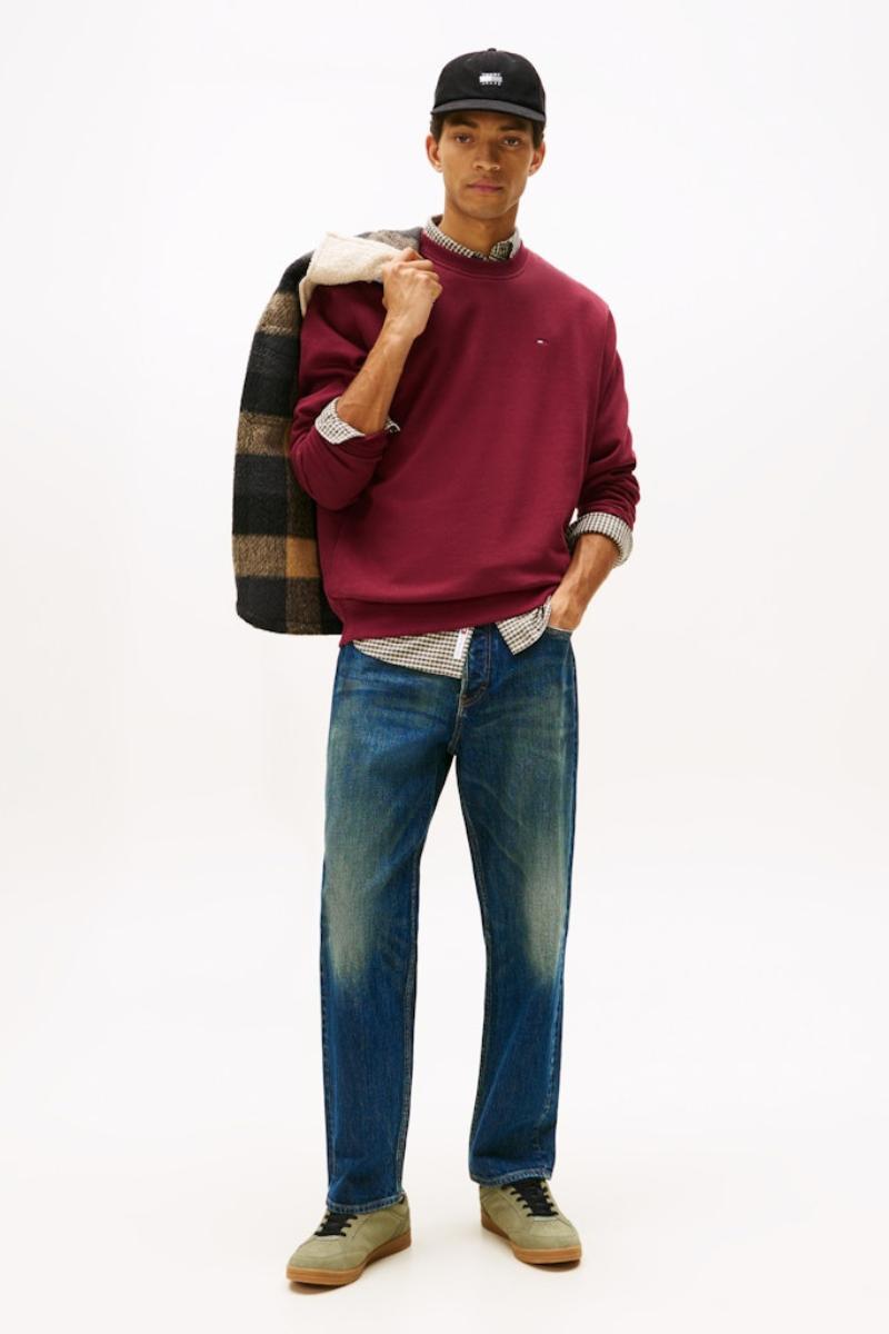Tommy Jeans Reg Flag Crew Red Wine