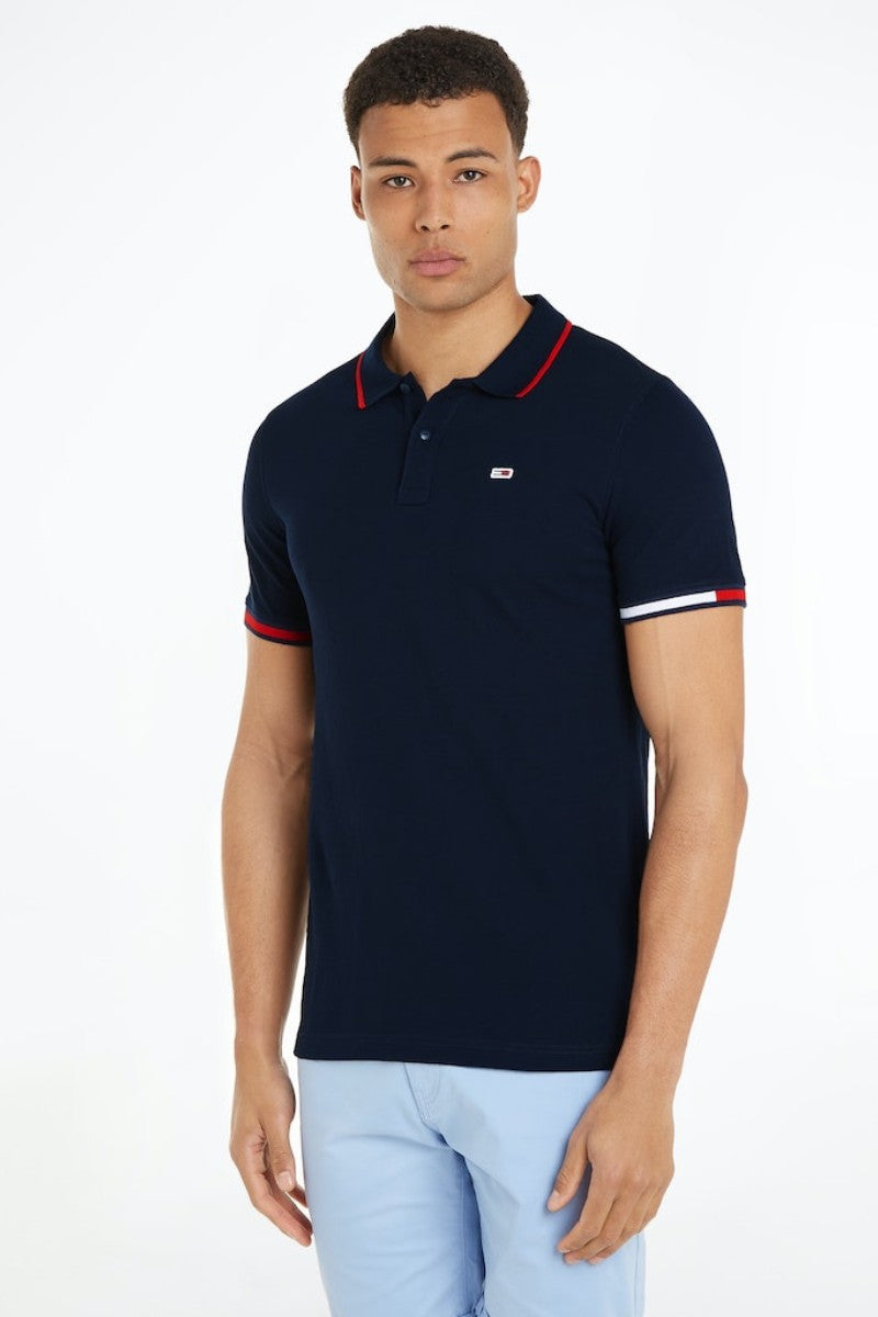 Tommy Jeans Slim Flag Cuffs Polo Navy