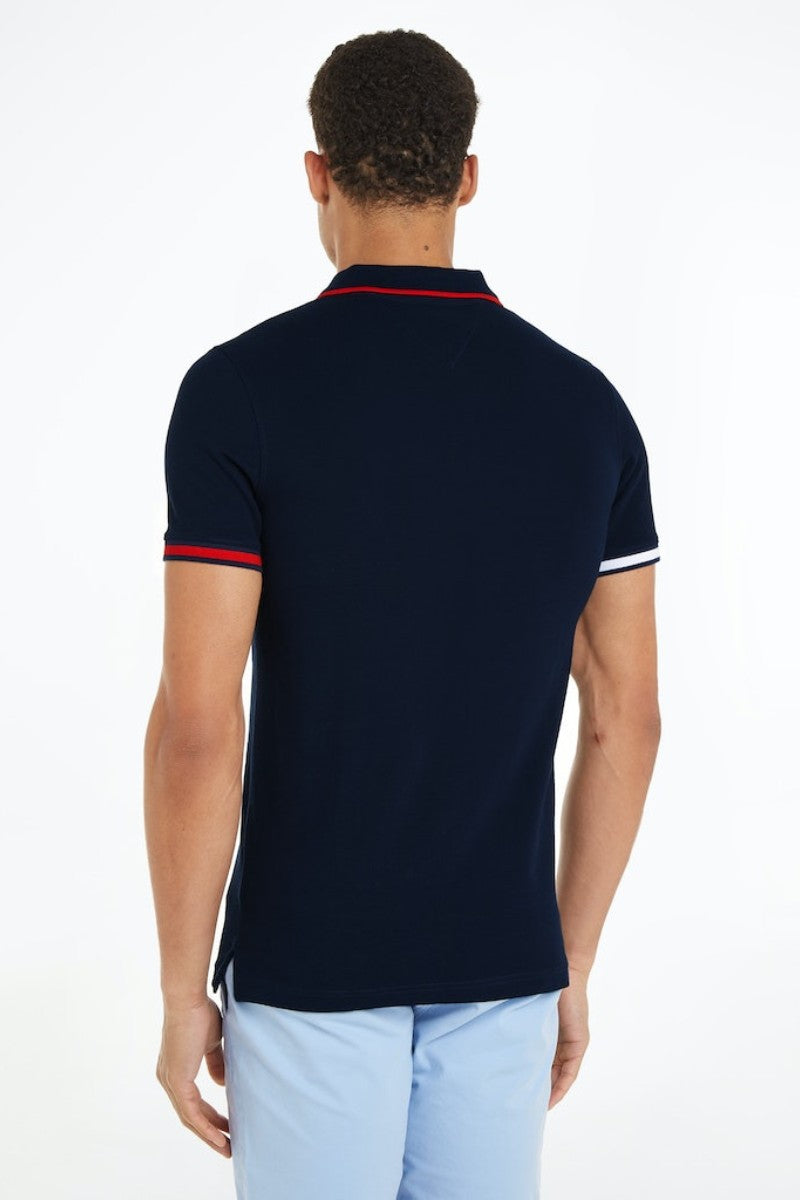 Tommy Jeans Slim Flag Cuffs Polo Navy