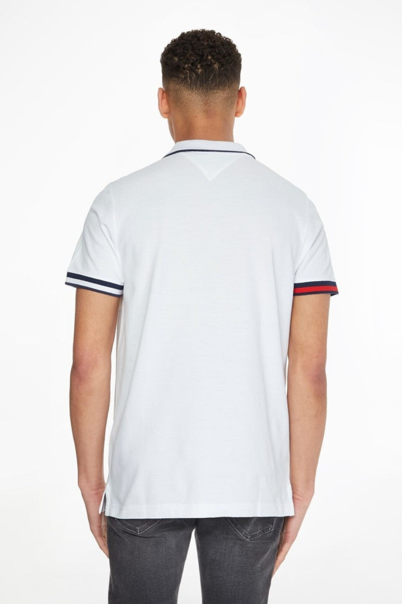 Tommy Jeans Slim Flag Cuffs Polo White