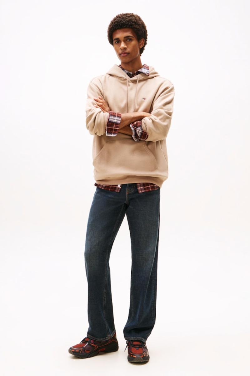 Tommy Jeans Reg Flag Hoodie Taupe