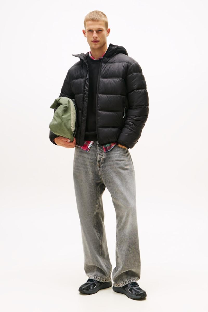 Tommy Jeans Hooded Logo Puffer Black