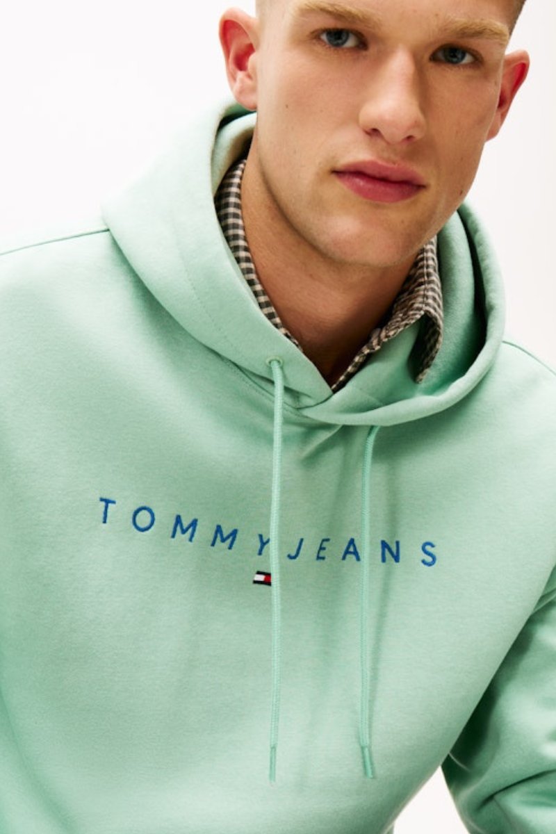 Tommy Jeans Linear Logo Hoodie Cloud Jade