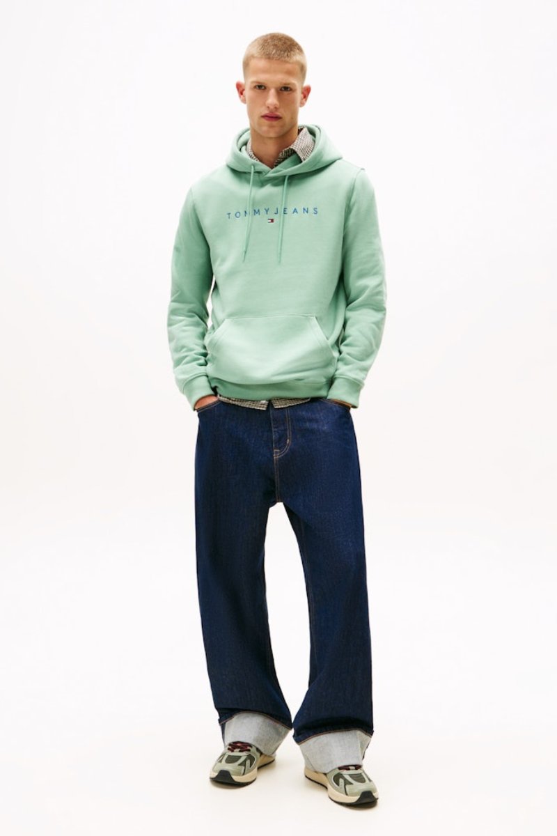 Tommy Jeans Linear Logo Hoodie Cloud Jade