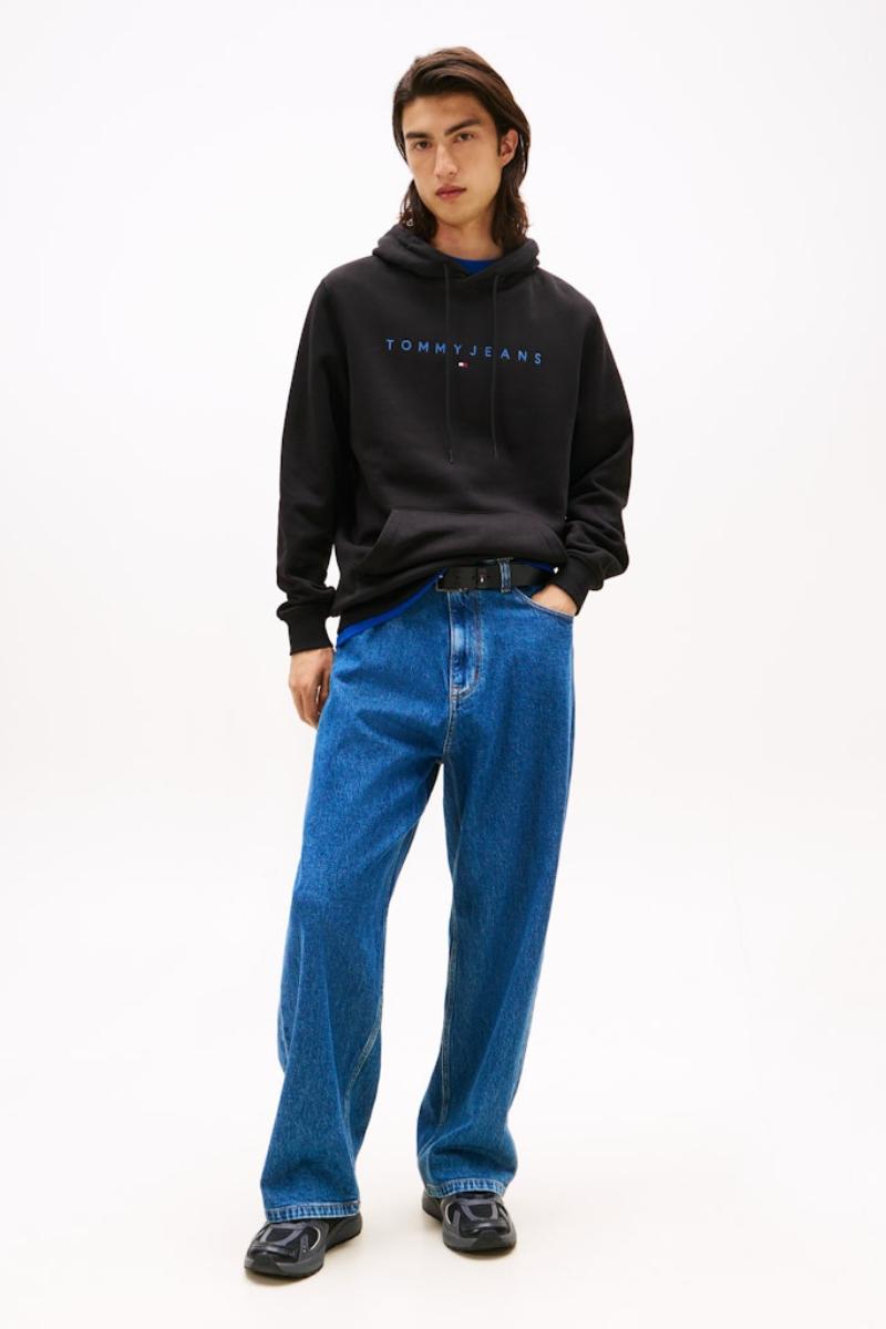 Tommy Jeans Linear Logo Hoodie Black