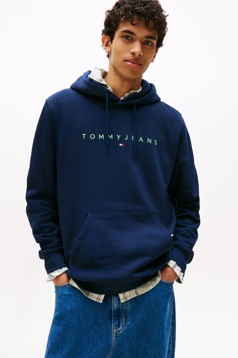 Tommy Jeans Linear Logo Hoodie Navy