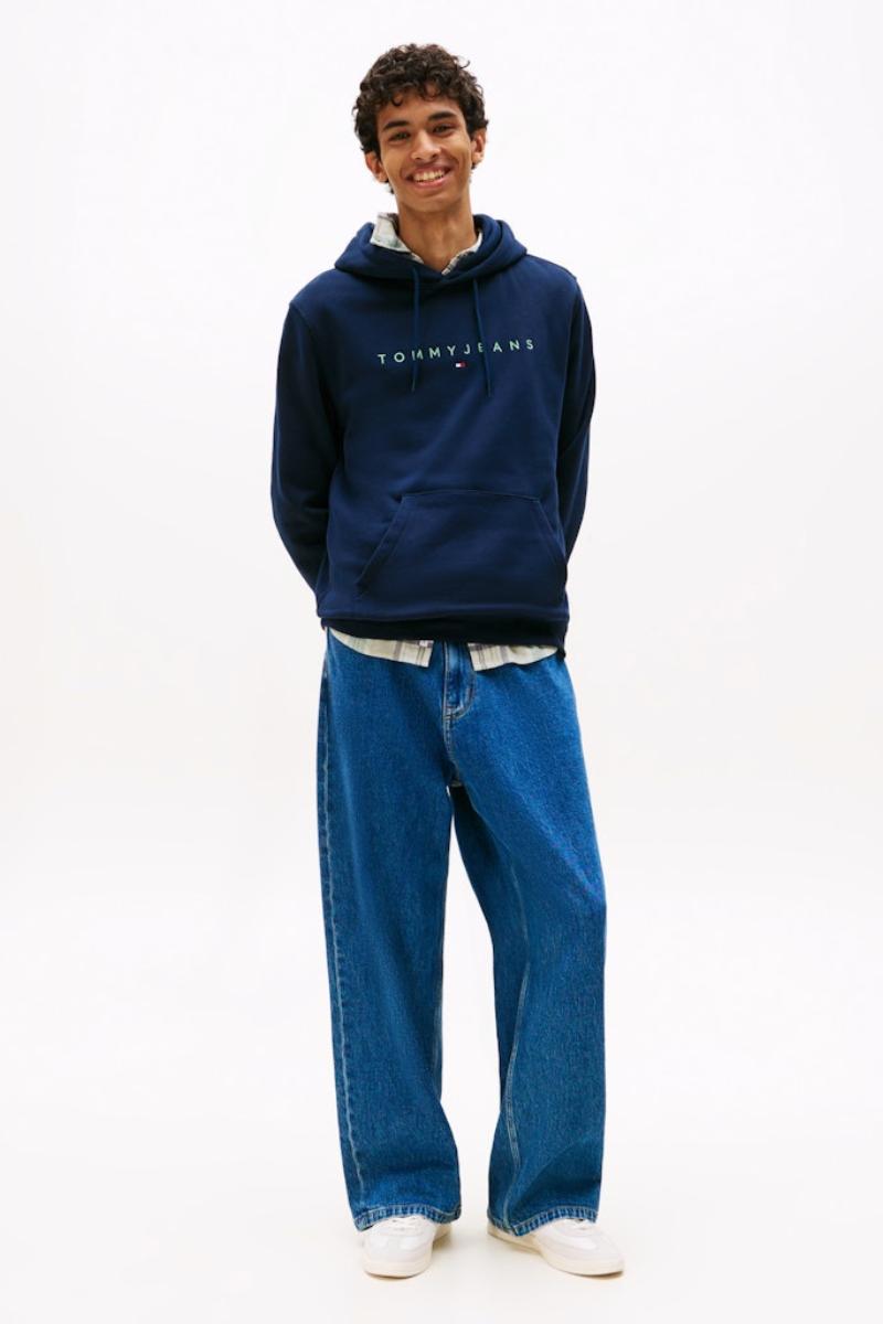 Tommy Jeans Linear Logo Hoodie Navy