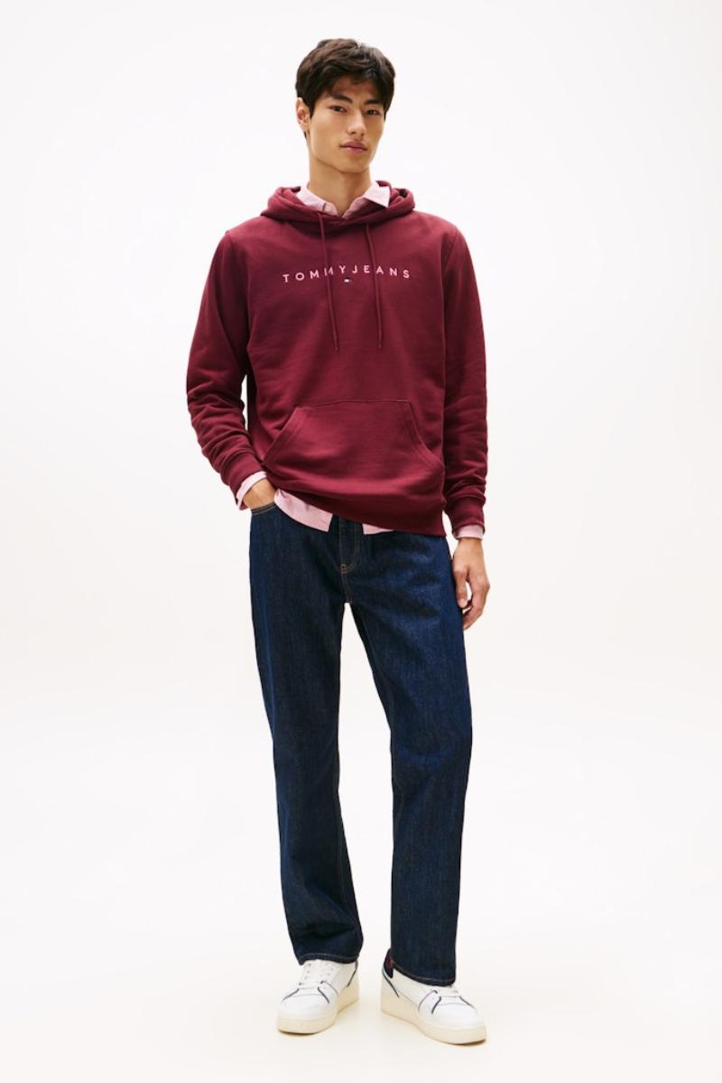 Tommy Jeans Linear Logo Hoodie Red Wine