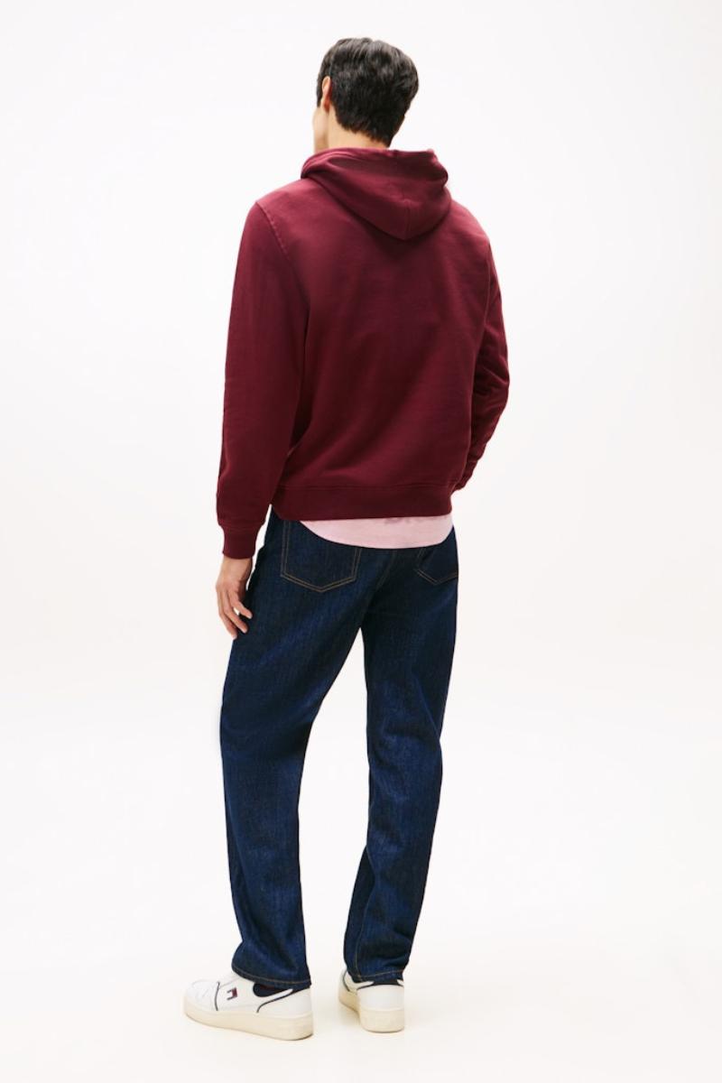 Tommy Jeans Linear Logo Hoodie Red Wine