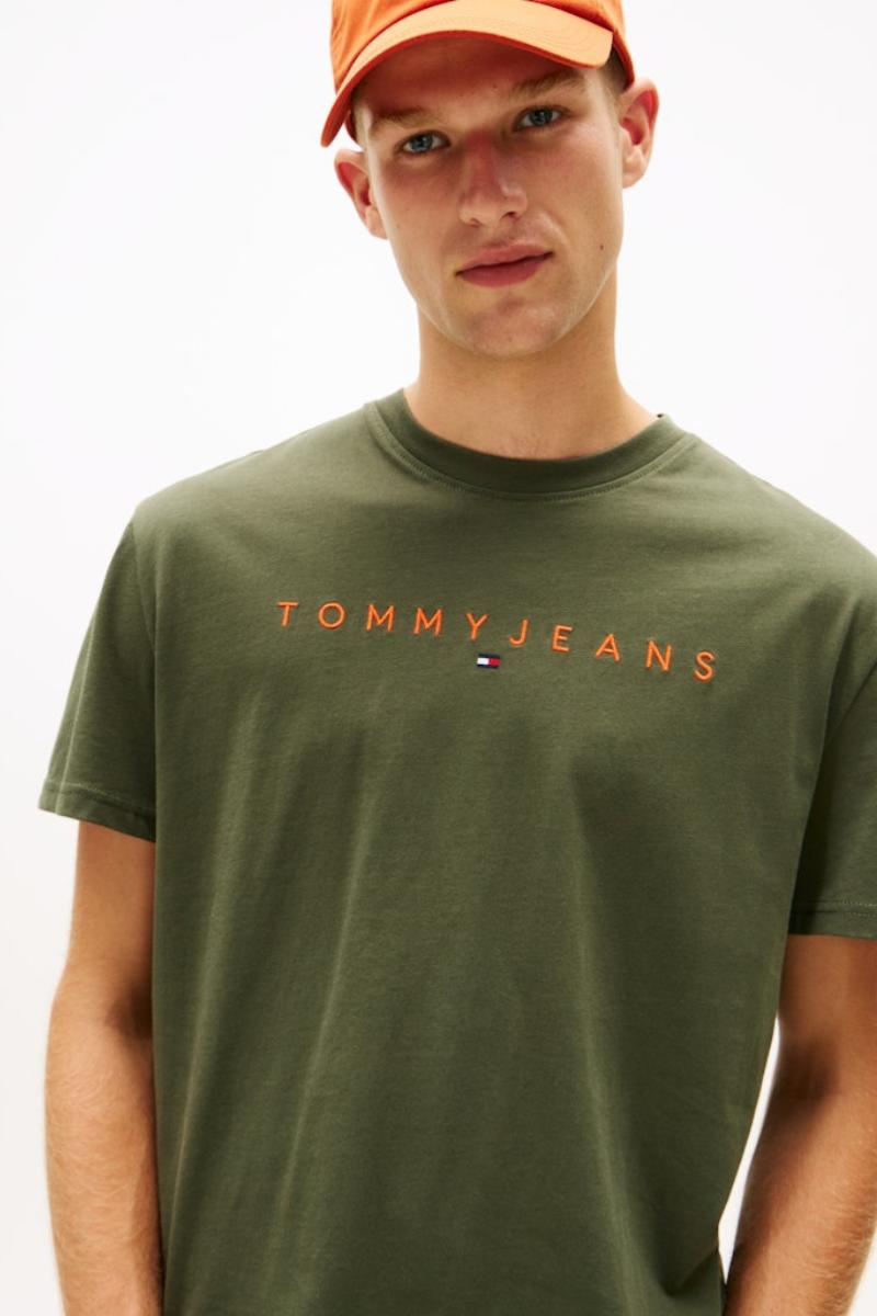 Tommy Jeans Linear Logo T-Shirt Green