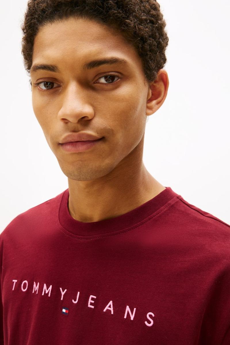 Tommy Jeans Linear Logo T-Shirt Red Wine