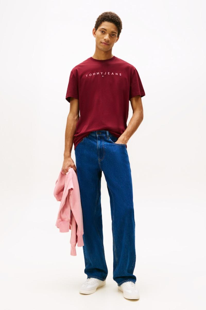Tommy Jeans Linear Logo T-Shirt Red Wine