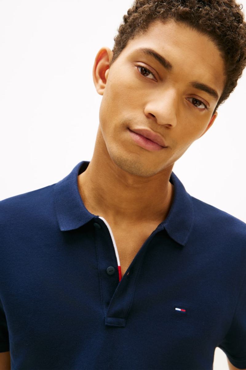 Tommy Jeans Slim Placket Polo Navy