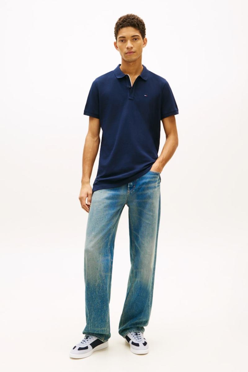 Tommy Jeans Slim Placket Polo Navy