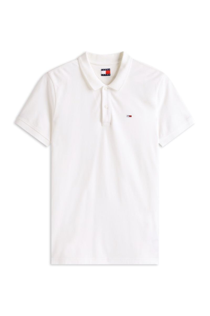 Tommy Jeans Slim Placket Polo Ecru