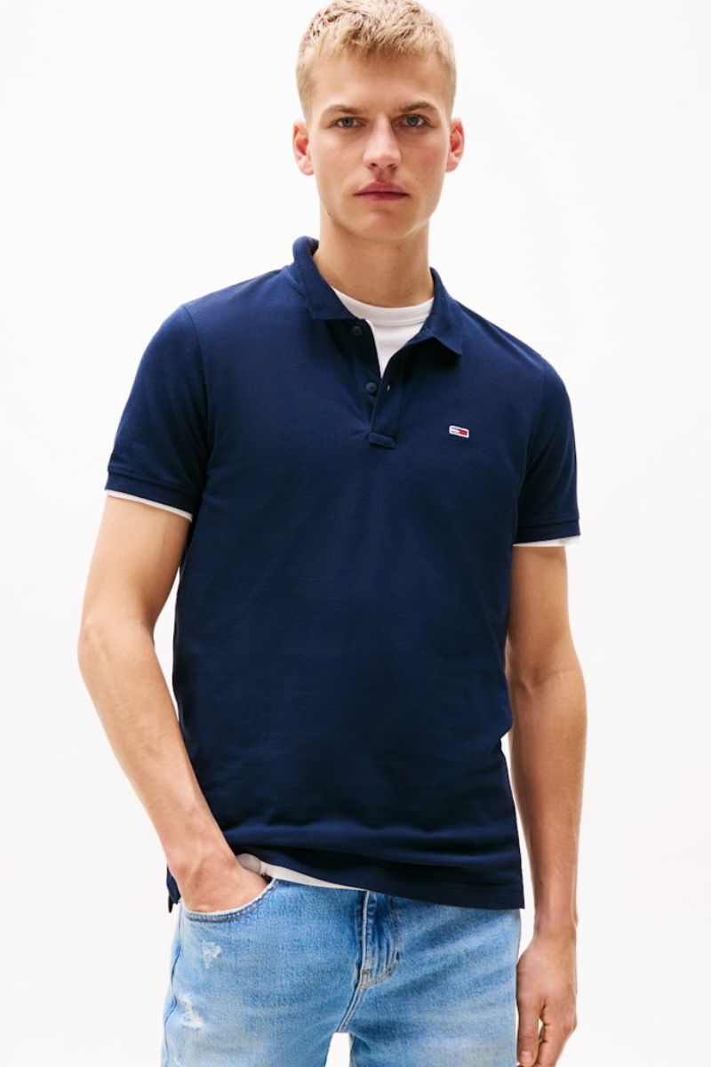Tommy Jeans Slim Placket Polo Navy