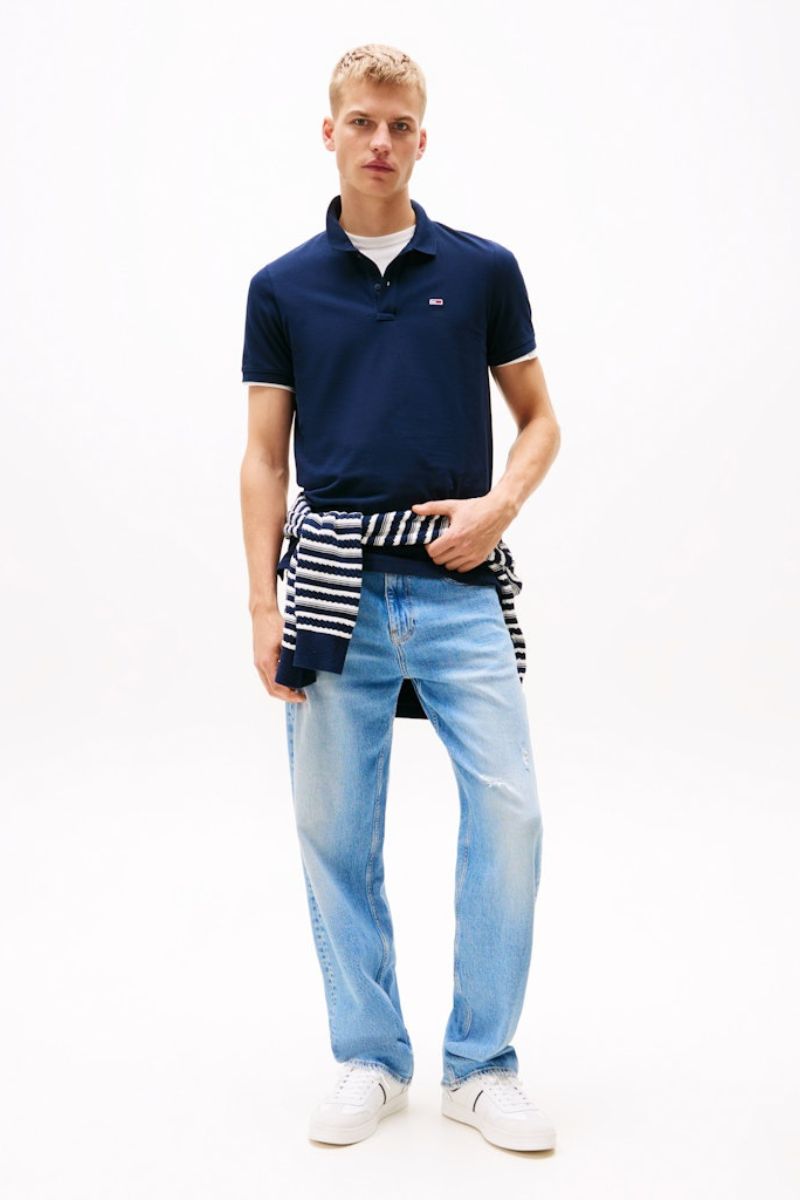 Tommy Jeans Slim Placket Polo Navy