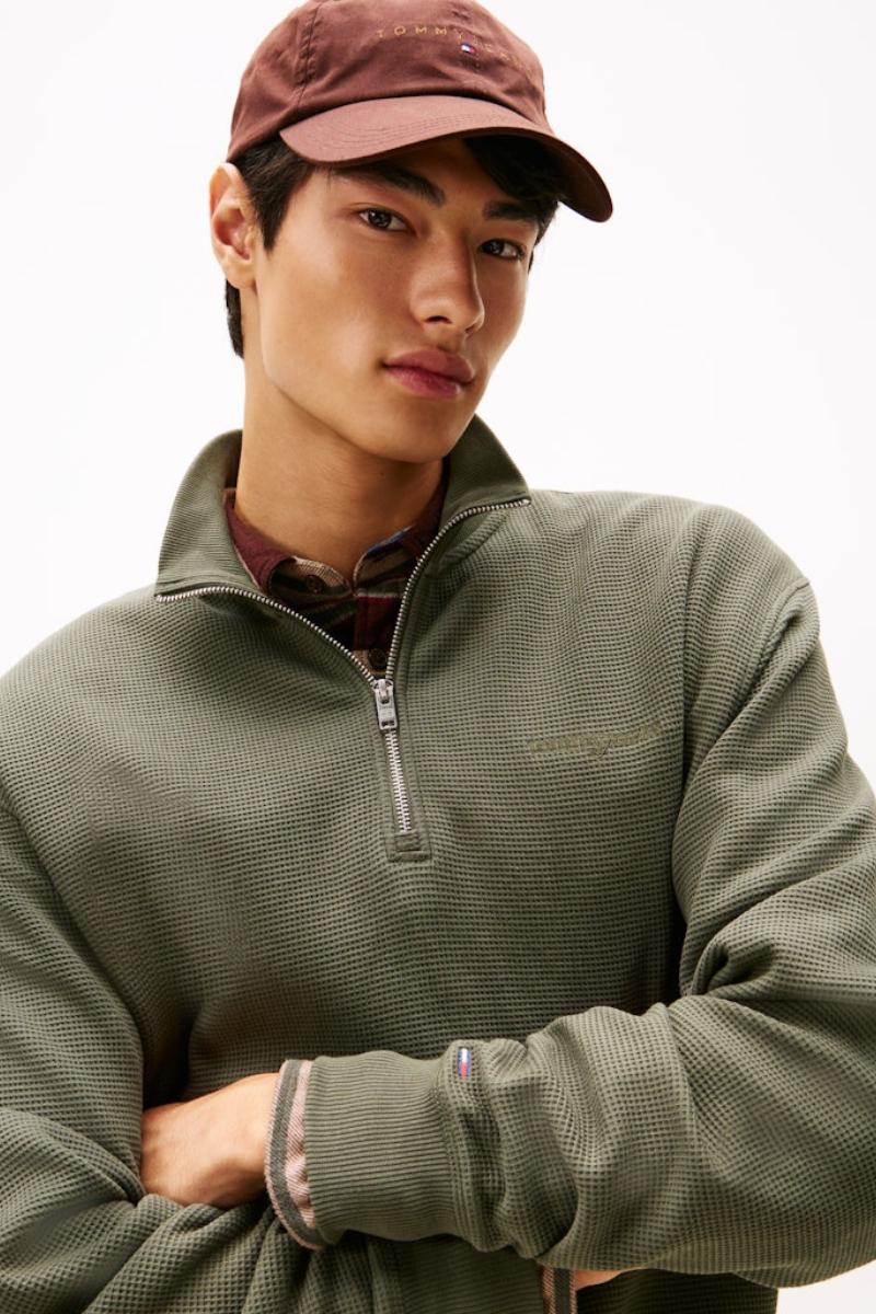 Tommy Jeans Waffle Script Sweatshirt Green