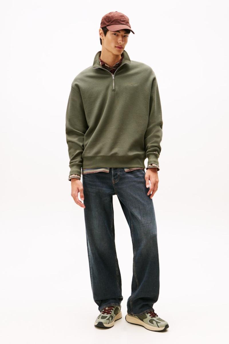 Tommy Jeans Waffle Script Sweatshirt Green