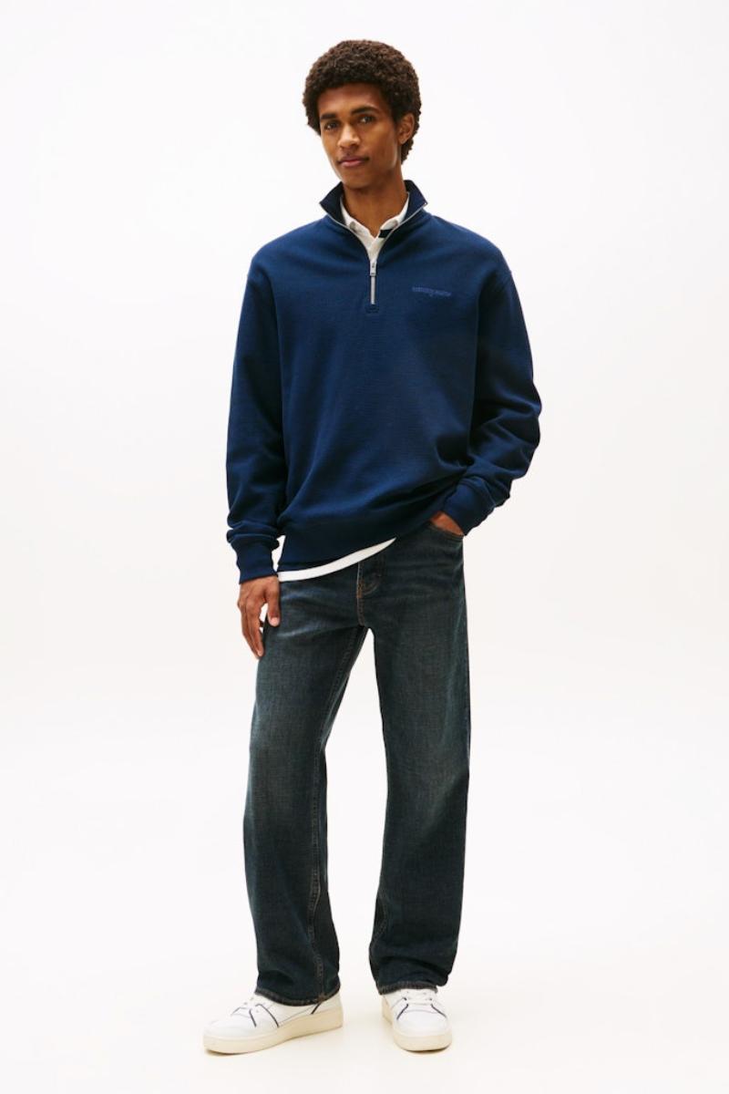 Tommy Jeans Waffle Script Sweatshirt Navy